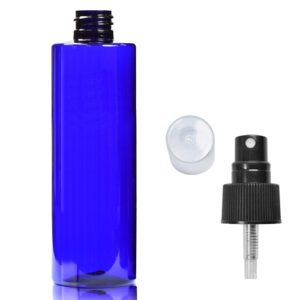 250ml Cobalt blue bottle with black spray