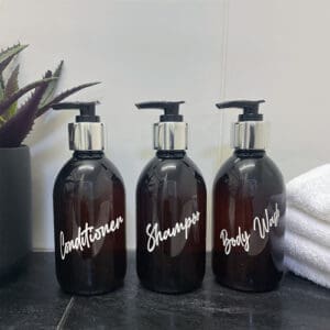 250ml Traditional Amber Bathroom Bottle Set