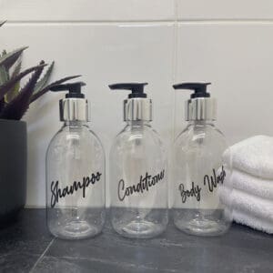 250ml Traditional Plastic Bathroom Bottle Set