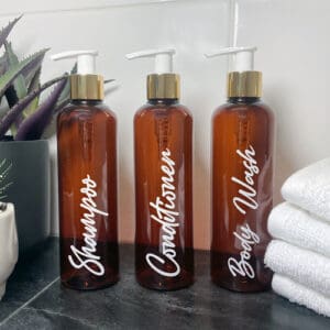250ml Amber Bathroom Bottle Set - Gold