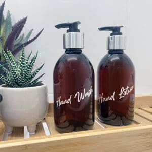 300ml Amber Hand Wash Bottle Set