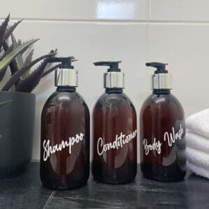 300ml Traditional Amber Bathroom Bottle Set