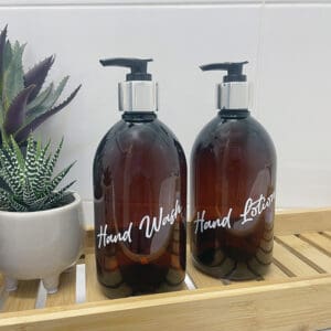 500ml Amber Hand Wash Bottle Set