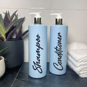 500ml Baby Blue Shampoo & Conditioner Bottle Set