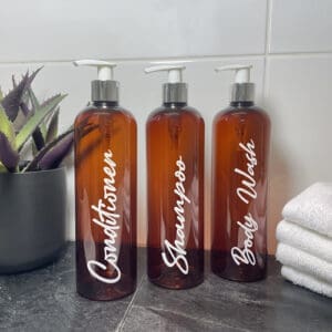 500ml Amber Bathroom Bottle Set