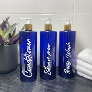 500ml Cobalt Bathroom Bottle Set - Gold