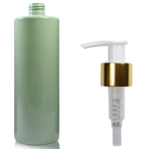 500ml Green Plastic bottle with gold pump