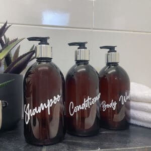500ml Traditional Amber Bathroom Bottle Set
