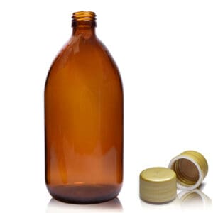 1000ml Amber Glass Sirop Bottle With Gold T/E Cap