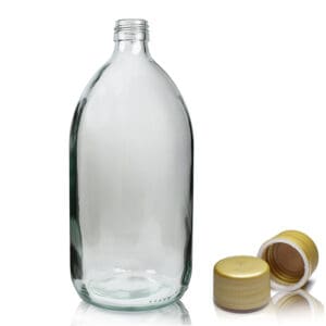 1000ml Clear Glass Syrup Bottle & Tamper Evident Cap