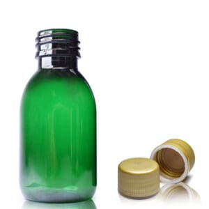 100ml Green PET Sirop Bottle With Gold T/E Cap