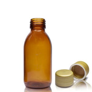 125ml Amber Glass Medicine Bottle With Gold T/E Cap