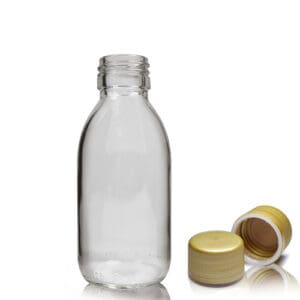 125ml Clear Glass Medicine Bottle With Gold T/E Cap