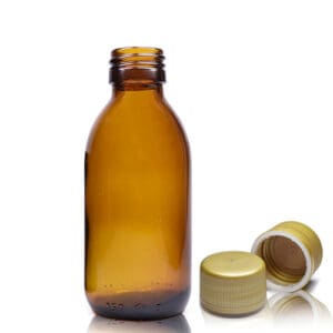 150ml Amber Glass Medicine Bottle With Gold T/E Cap