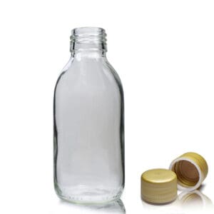 150ml Clear Glass Medicine Bottle With Gold T/E Cap