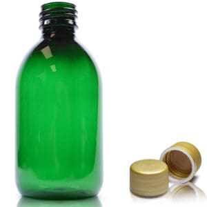 250ml Green PET Sirop Bottle With Gold T/E Cap