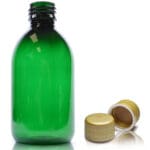250ml Green Plastic Medicine Bottle With Gold T/E Cap