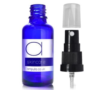 30ml Blue Glass Skincare Bottle With Atomiser Spray