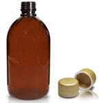500ml Amber Plastic Medicine Bottle With Gold T/E Cap