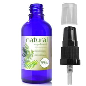 50ml Blue Glass Essential Oil Bottle With Lotion Pump