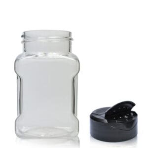 100ml Square PET Plastic Spice Jar With Flapper Cap