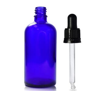 100ml Blue Glass Dropper Bottle & Glass Pipette