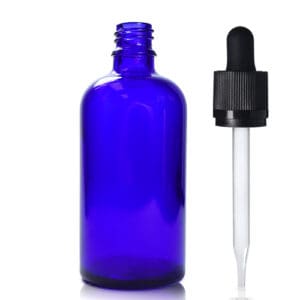 100ml Blue Glass Beard Oil Bottle