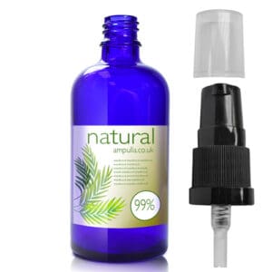 100ml Blue Glass Essential Oil Bottle With Lotion Pump