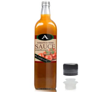 1000ml Glass Square Sauce Bottle With Black Pour Cap