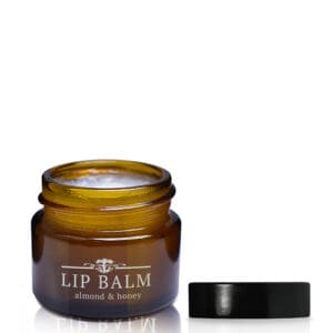 15ml Amber Glass Lip Balm Pot With Black Urea Cap