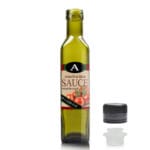 250ml Green Glass Square Sauce Bottle With Black Pour Cap