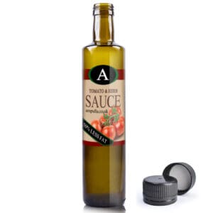 500ml Green Glass Sauce Bottle With T/E Black Cap