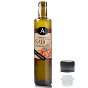 500ml Green Glass Sauce Bottle With Black Pour Cap