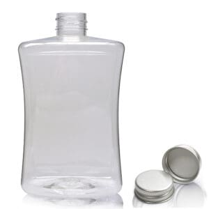 500ml Clear PET Square Bottle With Aluminium Cap