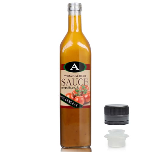 750ml Glass Square Sauce Bottle With Black Pour Cap