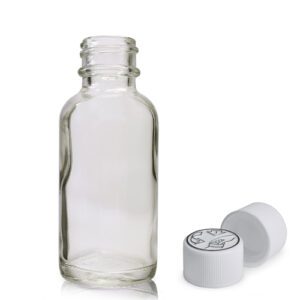 30ml Clear Glass Boston Bottle With Child Resistant Cap