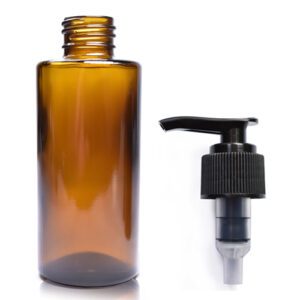 100ml Amber Glass Simplicity Bottle With Lotion Pump