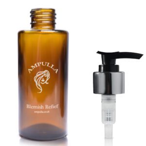 100ml Luxury Amber Glass Cosmetic Bottle With Luxury Silver Lotion Pump