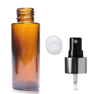 50ml Amber Glass Simplicity Bottle With Silver Atomiser Spray