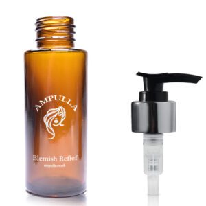 50ml Luxury Amber Glass Cosmetic Bottle With Silver Lotion Pump