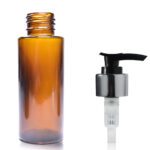 50ml Amber Glass Simplicity Bottle With Silver Lotion Pump