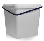 5L White Square Bucket With Blue Handle & T/E Lid