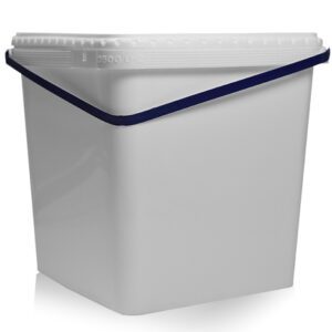 5L White Square Bucket With Blue Handle & T/E Lid