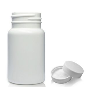 90ml White Pharmapac Container & Smooth Pressure Sensitive Cap