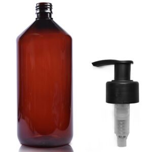 1000ml Amber pet Sirop bottle With matt black pump