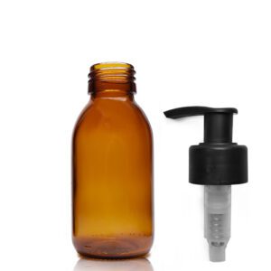 100ml Amber Sirop Bottle with black pump
