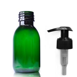 100ml Green PET Sirop Bottle With Lotion Pump