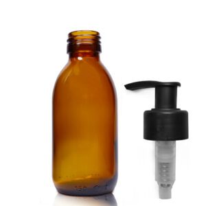 150ml Amber Sirop Bottle with black pump