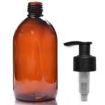 500ml Amber Sirop Bottle with black pump