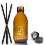 150ml Amber Glass Diffuser Bottle With Screw Cap and Black Reeds